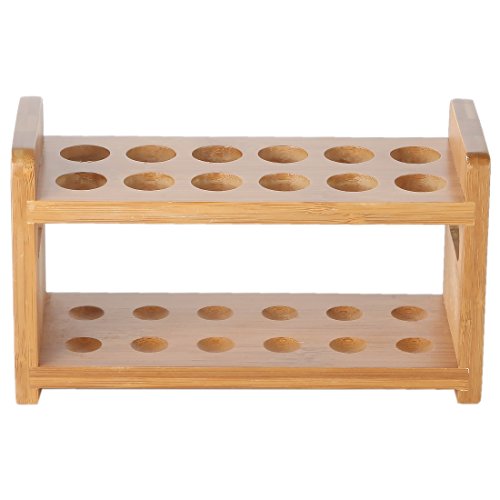 Lily's Home Bamboo Test Tube Vial Shot Glasses Holder Rack, Great as Pen Stand, Made from Bamboo with Built-In Handle, Rack Only, Glass Tubes NOT Included, 12 Tube Capacity (7/8" (22mm') Holes) - size: 12