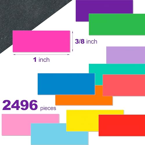 YSHIHE Colored Sticker Labels,12 Colors,1" x 3/8" Small Label-2496 Pack