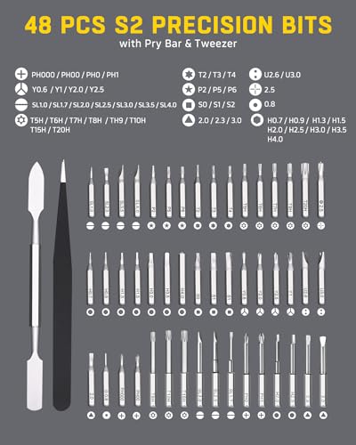 Banshu Mini Electric Screwdriver, 52-in-1 Precision Screwdriver Set - size: 52-in-1