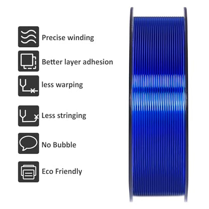 Geeetech TPU Filament 1.75mm, Shore 95A Flexible 3D Printer Filament with High Elasticity, 1KG (2.2lbs) Spool, Dimensional Accuracy ±0.03mm, Fits Most FDM Printers, Clear Blue - color: Tpu Clear Blue