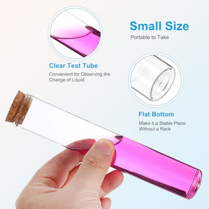 PATIKIL 90ml Test Tubes, 24pcs 6.69x1.18 Glass Clear Flat Bottom Test Tube Containers with Cork Stopper for Bead Party Candy Bath Salt Storage Scientific Experiment Plant Propagation - size: 90ml