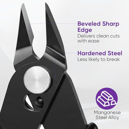 5 Inch Micro Wire Cutters, 10 Pack Precision Flush Cutters, Zip Tie Cutter - color: Black (10 Pack)