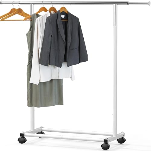 Simple Houseware Standard Rod Garment Clothing Rack, White - color: White