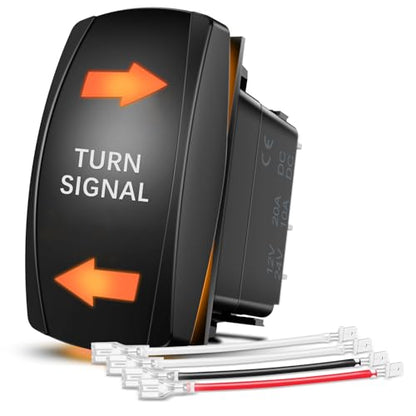 Nilight Turn Signal Switch Amber 4Pin ON Off ON Rocker Switch Laser Etched SPDT Toggle Switches 12V 20A 24V 10A Jumper Wires for Cars RVs Boats Campers Trailers - size: TURN SIGNAL AMBER