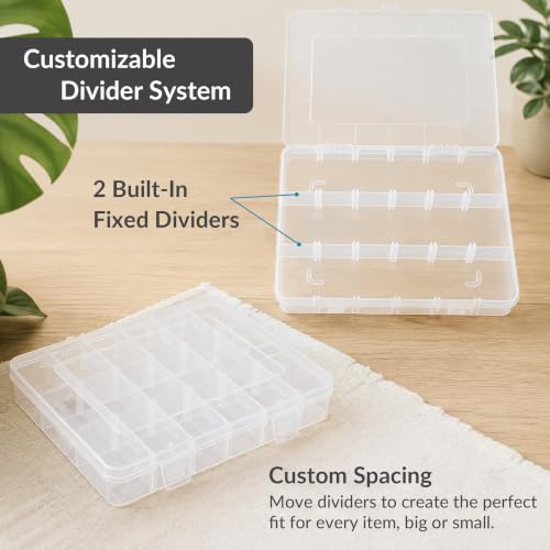 MREEYFILL 6-Pack 18-Grid Clear Plastic Compartment Organizer Box 8x6x1