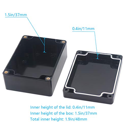 Junction Box, Zulkit Project Box IP65 Waterproof Outdoor Box ABS Plastic Electrical Boxes Electronic Enclosure Black 4.5 x 3.5 x 2.2 inch(115 x 90 x 55 mm)(Pack of 2) - size: 4.5" x 3.5" x 2.2"(Pack of 2)
