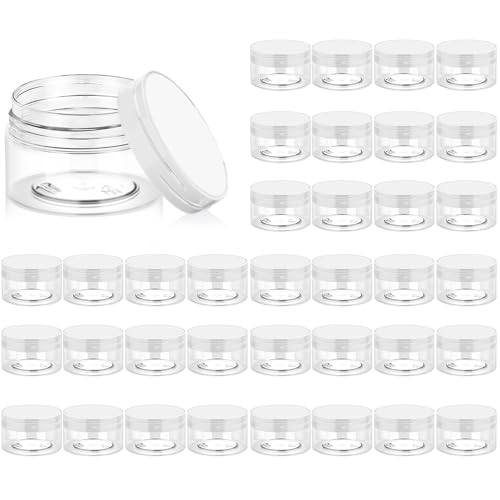 Eternal Moment 36 Pack 1 OZ Plastic Jars Clear Cosmetic Container with Lids - color: Clear Lid, size: 1 Ounce
