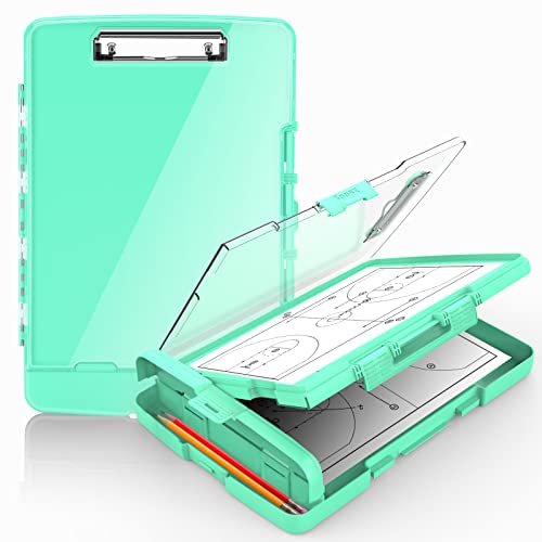 Sooez Original Clipboard with Dual Storage, Heavy Duty Clip Boards 8.5x11 - color: Turquoise