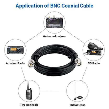 MOOKEERF 20ft 50 Ohm RG58 Coaxial Cable with BNC Connectors - size: 20FT