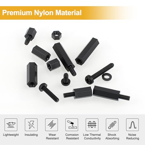 Exqutoo 620Pcs M3 Male Female Hex Standoffs Screws Assortment Kit - color: Black/3.2mm,620Pcs,Hex