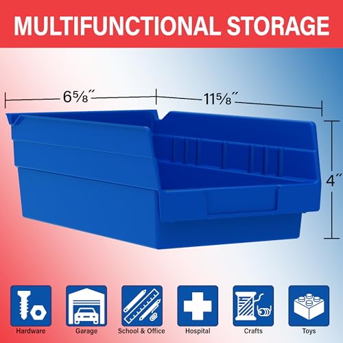 Akro-Mils 30130 Heavy Duty Plastic Shelf Bins, 12"x 6.5"x 4", Clear, 12-Pk - color: Clear