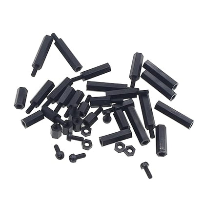M2.5 Black Nylon Male-Female Hex Standoffs Screws Nuts Assortment Kit - size: 240PCS/M2.5(Black)