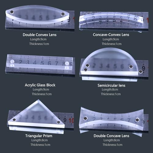 STEM Magnetism Physics Optical Experiment Set,Magnetic Convex Lens Concave Mirror Reflector Refraction Triangular Prism Light Source Learning Science Teaching Equipment for Teacher Student