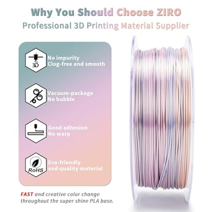 ZIRO Silky Fast Color Change PLA 4 Pack Bundle, Shiny Surface 1KG X 4 Spool - color: Silk Fast Color Change-4pack (Candy, Earth Tone, Pastel Pearl, Rainbow)