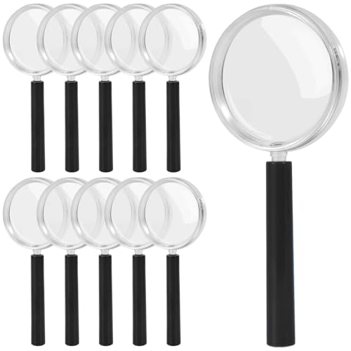 SenseYo 10 Pack 3X Mini Kids Magnifying Glass Handheld Small Magnifier for Seniors Reading Close Work Book Newspaper Hobby Nature Exploration Scientific Activities