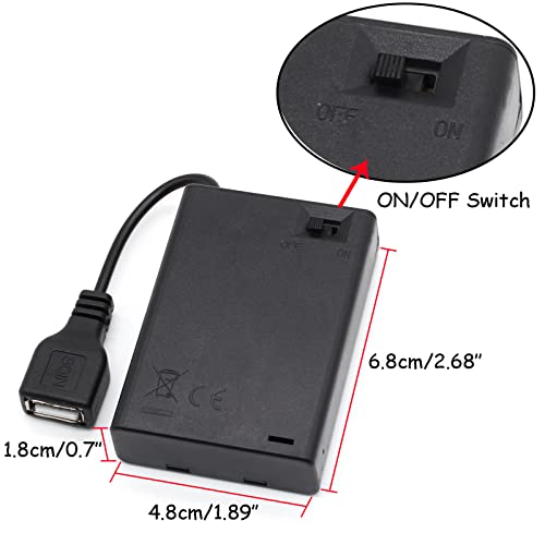 OPSFALCON 3 AA Battery Holder, 3 AA Battery Case Box Holder, 3 x 1.5V AA Battery Holder Case Box with On/Off Switch and Cover, with USB Cable (3AA-Black-2PCS) - size: 3AA-Black-2Pack