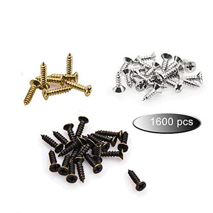newlng 1600pcs Small Screws 2.5 * 6/8/10mm Phillips Flat Head Cross Self Tapping Tiny Screw Cabinet Electronic Accessories Multifunctional DIY Micro Woodworking Mini Screw Set Gold Black Silver - color: 2.5 Combination