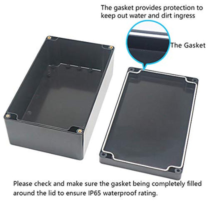Junction Box, Zulkit Project Box IP65 Waterproof Outdoor Box ABS Plastic Electrical Boxes Electronic Enclosure Black 7.9 x 4.7 x 2.95 inch (200 x 120 x 75mm) - size: 7.9" x 4.7" x 2.95"(Pack of 1)
