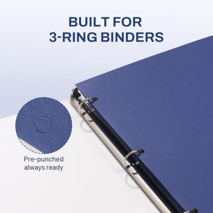SUNEE Folders with Pockets 3 Hole Punched(50 Pack, Dark Blue), 2 Pocket Folders Fit Letter Size Paper, Paper File Folder for School Office Home Bussiness - color: Dark Blue
