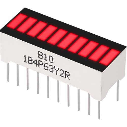 10 Segment LED Bar Graph Display Module Red Light Indicator for Arduino ESP32 ESP8266 Raspberry Pi, Presoldered, 5 Pack
