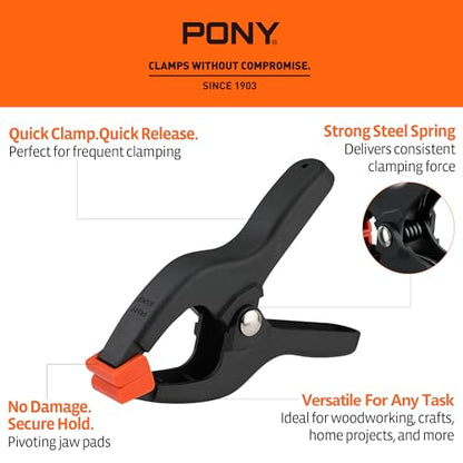 PONY 10-Piece Spring Clamp Set, 6-5/16" Nylon Spring Clamps - size: Single Size Set (6-5/16")