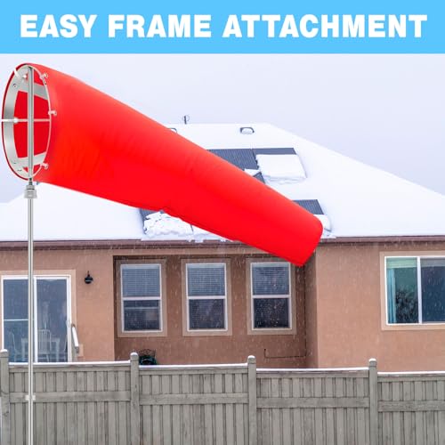 Threlaco 1 Set Airport Windsock,8x36 Wind Socks,Red, Aluminum Frame - color: Red,aluminum Frame, size: 8" X 36"