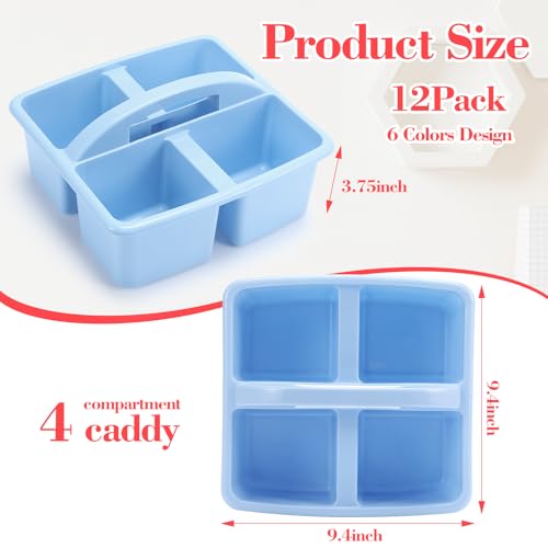Lineshading 12 Pack Plastic Classroom Caddy, 4 Compartment, Boho Colors - color: Boho Colors