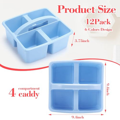 Lineshading 12 Pack Plastic Classroom Caddy, 4 Compartment, Boho Colors - color: Boho Colors