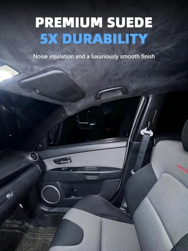 Black Suede Headliner Fabric - 96" L × 60" W Auto Head Liners, Fabric Tube Packaging with Foam Backing for Cars, Trucks, SUVs, RVs, Boats - Home Repair/DIY Headliner Material - color: Black, size: 96"L×60"W