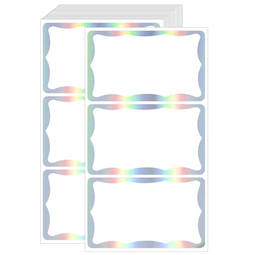 STARLIBOO Holographic Colored Labels Stickers, 3X5 Inch Removable Large Label Stickers for Moving Boxes and Storage Bins- Waterproof- Writable- Tear Resistant (Holographic Silver - color: Holographic Silver, size: 3 x 5 inch