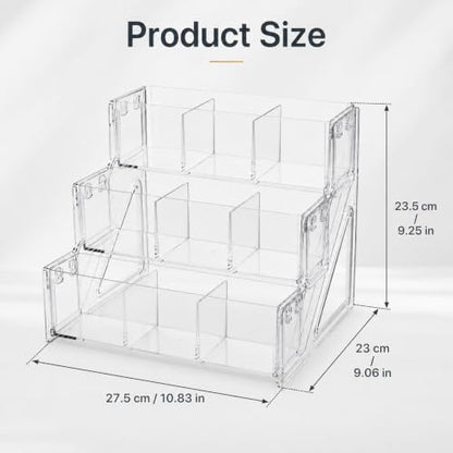 Tool Box Organizer, Screw Organizer, 9-Bin Clear 3-Tier Open Rack