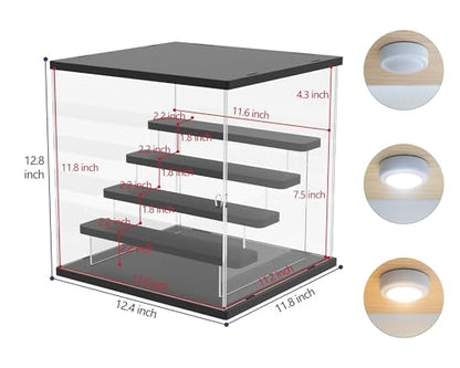 Acrylic Display Case for Collectibles, 5 Tier Figure Display Box with Door - color: Black