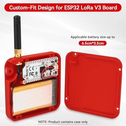 Heltec V3 Case for ESP32 LoRa V3 Development Board Custom Meshtastic Case with Antenna Port and Charging Slot (N32, Red) - color: Red