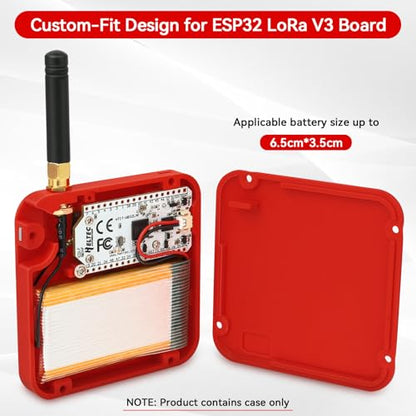 Heltec V3 Case for ESP32 LoRa V3 Development Board Custom Meshtastic Case with Antenna Port and Charging Slot (N32, Red) - color: Red