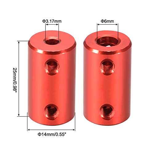 uxcell 1/8 Inch to 6mm Bore Rigid Coupling Set Screw, Dark Red - size: 3.17mm to 6mm