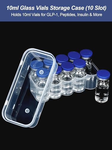 10ml Vial Peptide Storage Case —10-Slot Insulin & Peptide Organizer Bag for Fridge, Transparent Protector Box Holder for 1-3mL Glass Vials (Insulin, GLP-1, Peptides, Etc.) by WIBOND