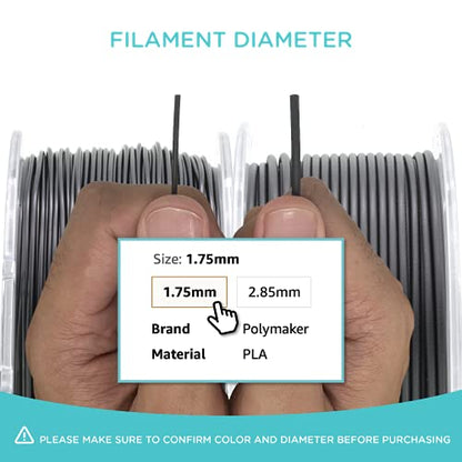 Polymaker PA6-GF Nylon Filament 1.75mm 0.5kg Grey Glass Fiber Nylon 3D Printing Filament - PolyMide PA6-GF Warp Free 3D Printer Filament - color: Grey Pa6-gf 0.5kg, size: NYLON