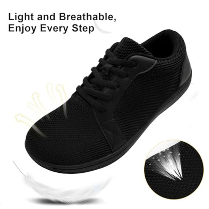 Linenghs Womens Barefoot Shoes Wide Width Toe Box Zero Drop Sneakers - color: B Black, size: 5.5 Wide