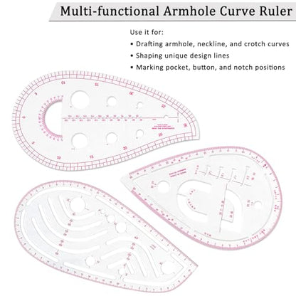 Fashion Clear Metric Sewing Ruler Set,French Curve Pattern Rulers for Beginners, Tailors, Designers, Quilting, Embroidery, Cross Stitch, Crochet, Knitting 9pcs (9-Piece Set) - color: 9-Piece Set