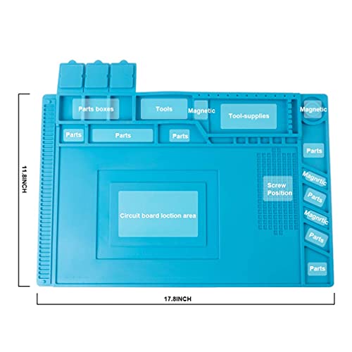 CPB Heat Resistant 932°F Silicone Soldering Mat, Anti-static Magnetic Mat
