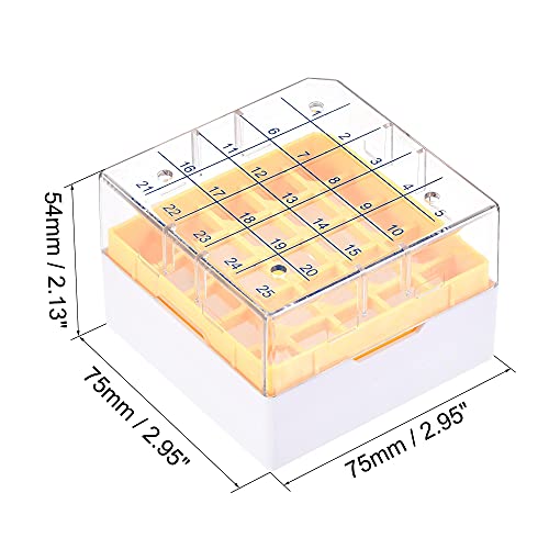 uxcell Centrifuge Tube Freezer Storage Box 25 Places Waterproof Polypropylene Cryogenic Holder Rack for 1.8/2ml Microcentrifuge Tubes Vials Samples, Yellow - color: Yellow