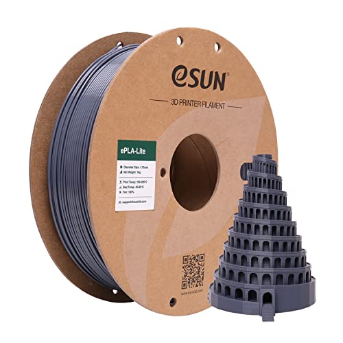eSUN PLA Filament 1.75mm, High Toughness 3D Printer Filament Upgraded PLA Filament, Dimensional Accuracy +/- 0.03mm, 1KG Cardboard Spool (2.2 LBS) 3D Printing Filament for 3D Printers, Grey - color: Grey, size: PLA 1.75MM - 1KG