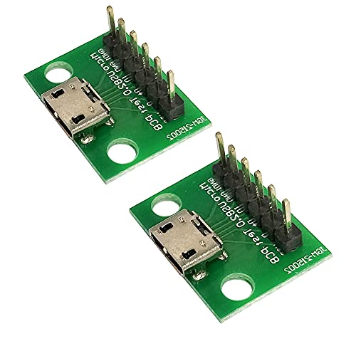 WLGQ USB 2.0 Micro B Female Test Adapter PCB Board - Breakout Connector with 2.54mm (0.1") Pin Header - Repair/Prototyping Tool (2 Pack) - color: 2 PACK
