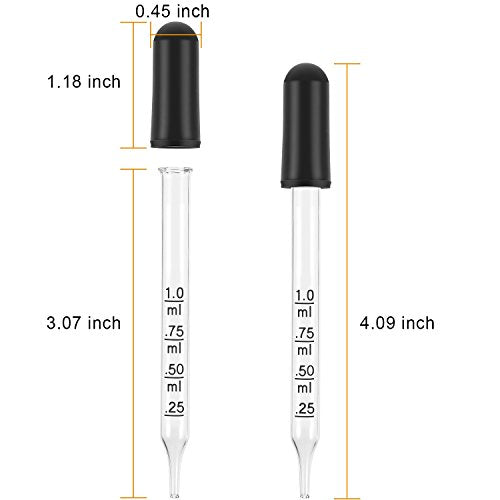 TecUnite 40 Pcs Glass Eye Dropper 1 ml, Pipettes for Essential Oil