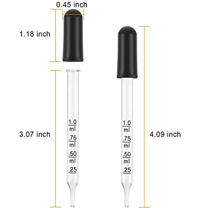 TecUnite 40 Pcs Glass Eye Dropper 1 ml, Pipettes for Essential Oil