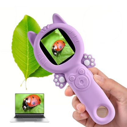 Kids Microscope, 500X Microscope for Kids, Dual Camera - color: Purple