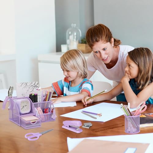 13-in-1 Office Desk Organizer Set for Back to School Supplies Accessories - color: Purple