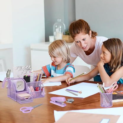 13-in-1 Office Desk Organizer Set for Back to School Supplies Accessories - color: Purple