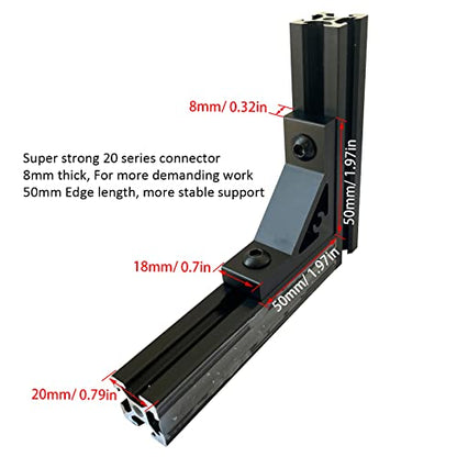 10 Set 2020 Aluminum Extrusion Accessories Hardware T Slot Brackets | M5 T Slot Nut and Bolt, 20 Series 2020 2040 8020 Extruded Aluminum Profile Rail, 90 Deg L Corner Connector, Heavy Duty - style: 10B-2053P