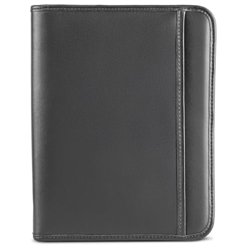 Samsill Professional Padfolio, Faux Leather Junior Portfolio with Zipper, 10.1 Inch Tablet Sleeve, with 7 x 10 Inch Notepad, Black - size: Junior - 7 x 10 inches, style: Zipper Padfolio